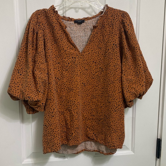Ann Taylor Factory Tops - Ann Taylor factory cheetah spot v neck blouse large petite